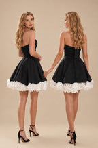 Rutipo Black Multiway Dress Features A Ballgown Overskirt Strapless Satin Wedding Dresses With 3D Floral