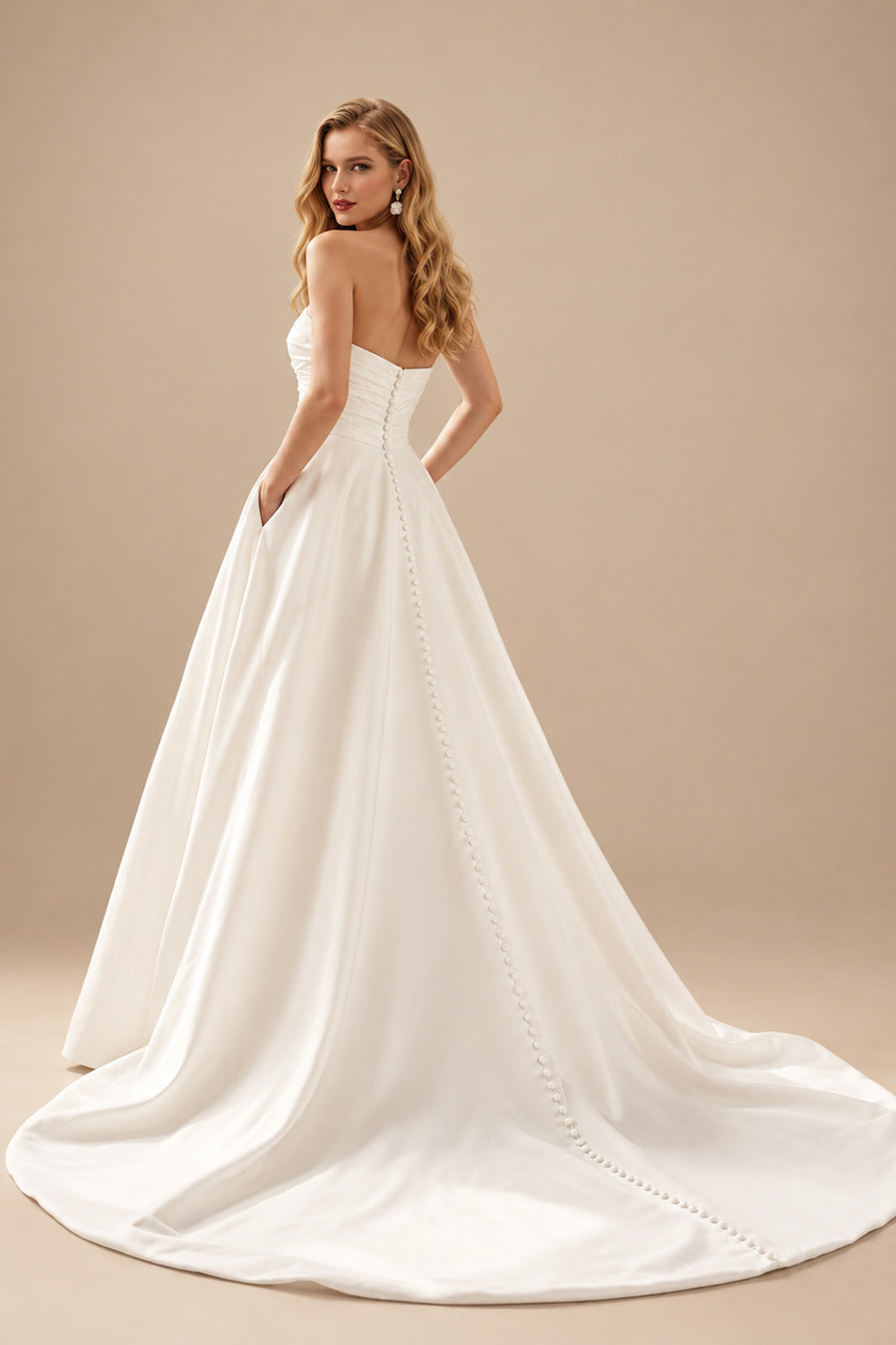 Rutipo Ivory Multiway Dress Features A Ballgown Overskirt Strapless Satin Wedding Dresses With 3D Floral