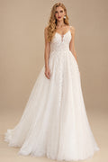 Rutipo White A-Line Sweetheart Sleeveless Court Train Satin Tulle Wedding Dresses With Appliques Lace