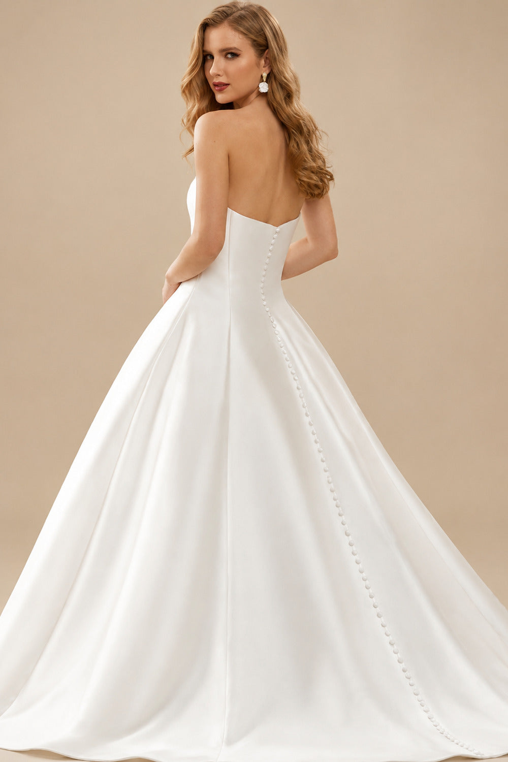 Rutipo White Long Sleeves/Detachable Sleeves Ball-Gown Strapless/Illusion Neck Royal Lace/Twill Satin Wedding Dresses