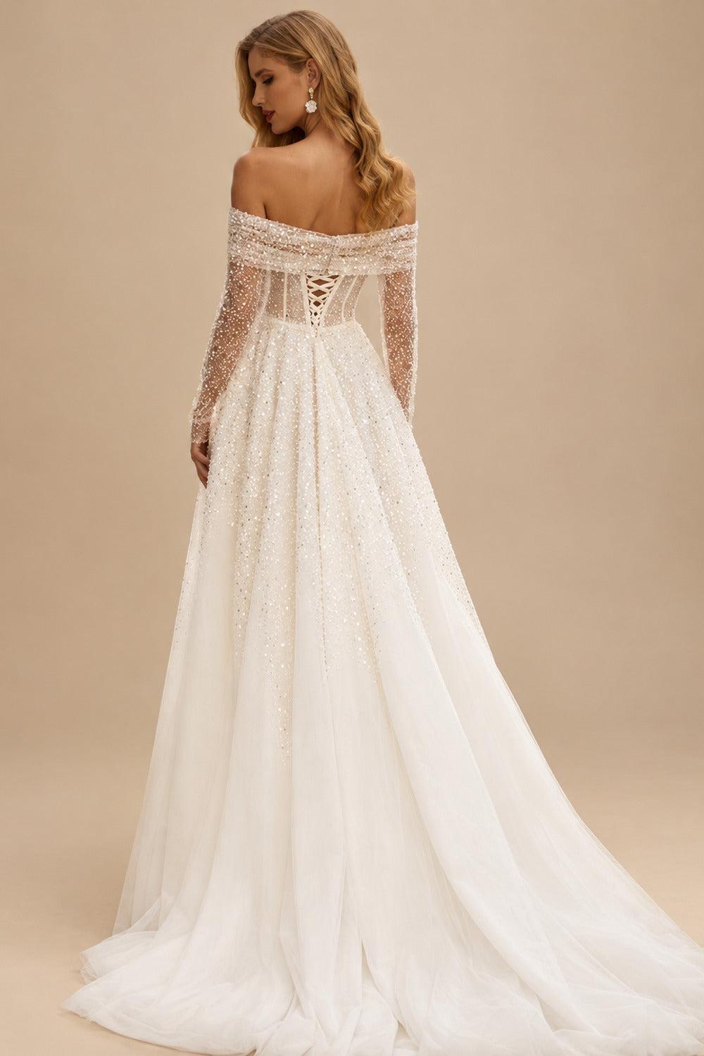 Rutipo Ivory A-Line Sweetheart Detachable Sleeves Sweep Train Satin/Tulle Wedding Dresses With High Split