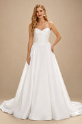 Rutipo White Ball-Gown Sweetheart Sleeveless Court Train Satin With Bow Wedding Dress