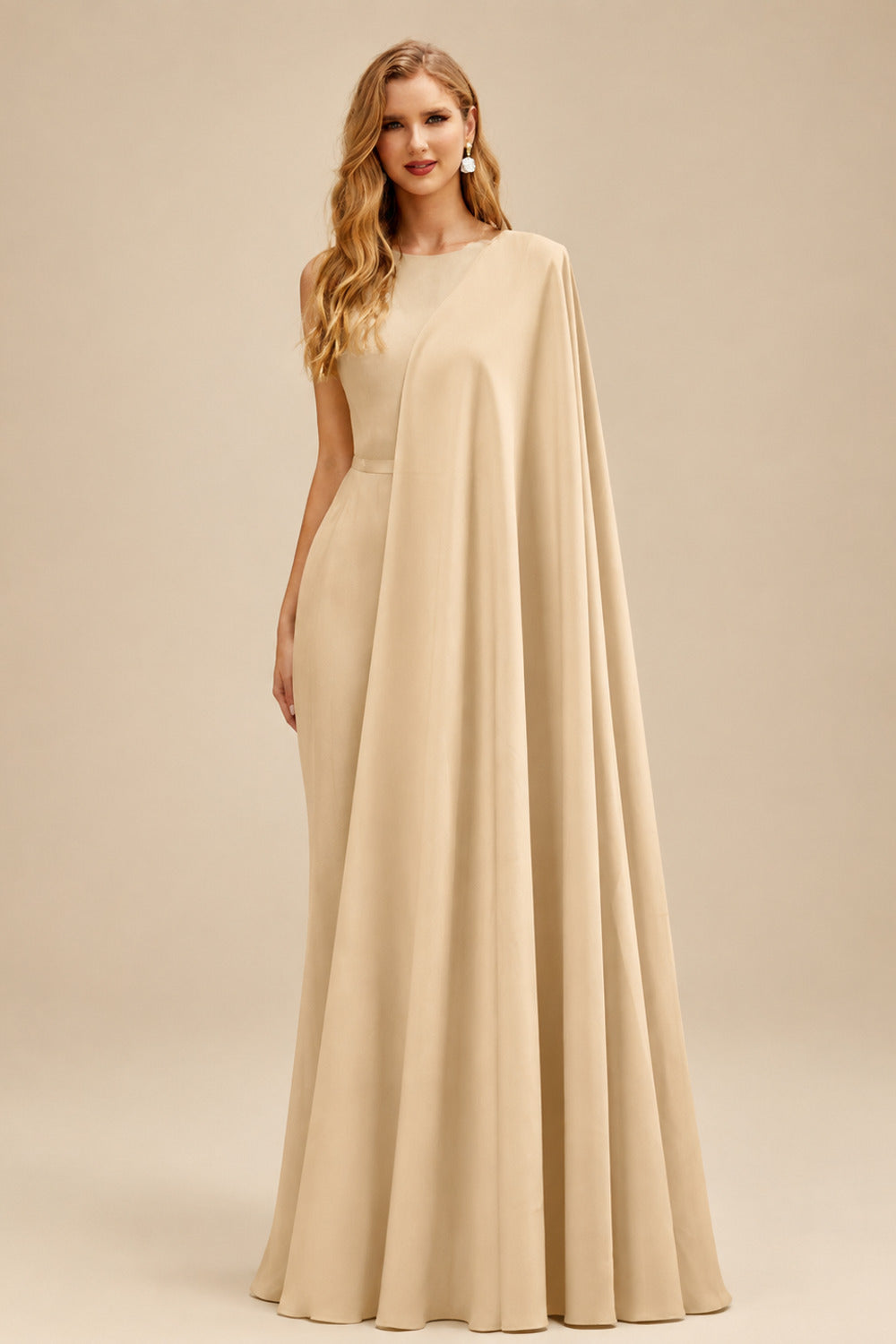 Rutipo Champagne Jumpsuit/Pantsuit Off-The-Shoulder Sleeveless Floor-Length Chiffon/Elastic Satin Wedding Dresses