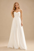 Rutipo Ivory Jumpsuit/Pantsuit Off-The-Shoulder Sleeveless Floor-Length Chiffon/Elastic Satin Wedding Dresses