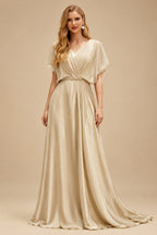 Rutipo Champagne Ball-Gown Sweetheart Sleeveless Royal Satin Wedding Dresses