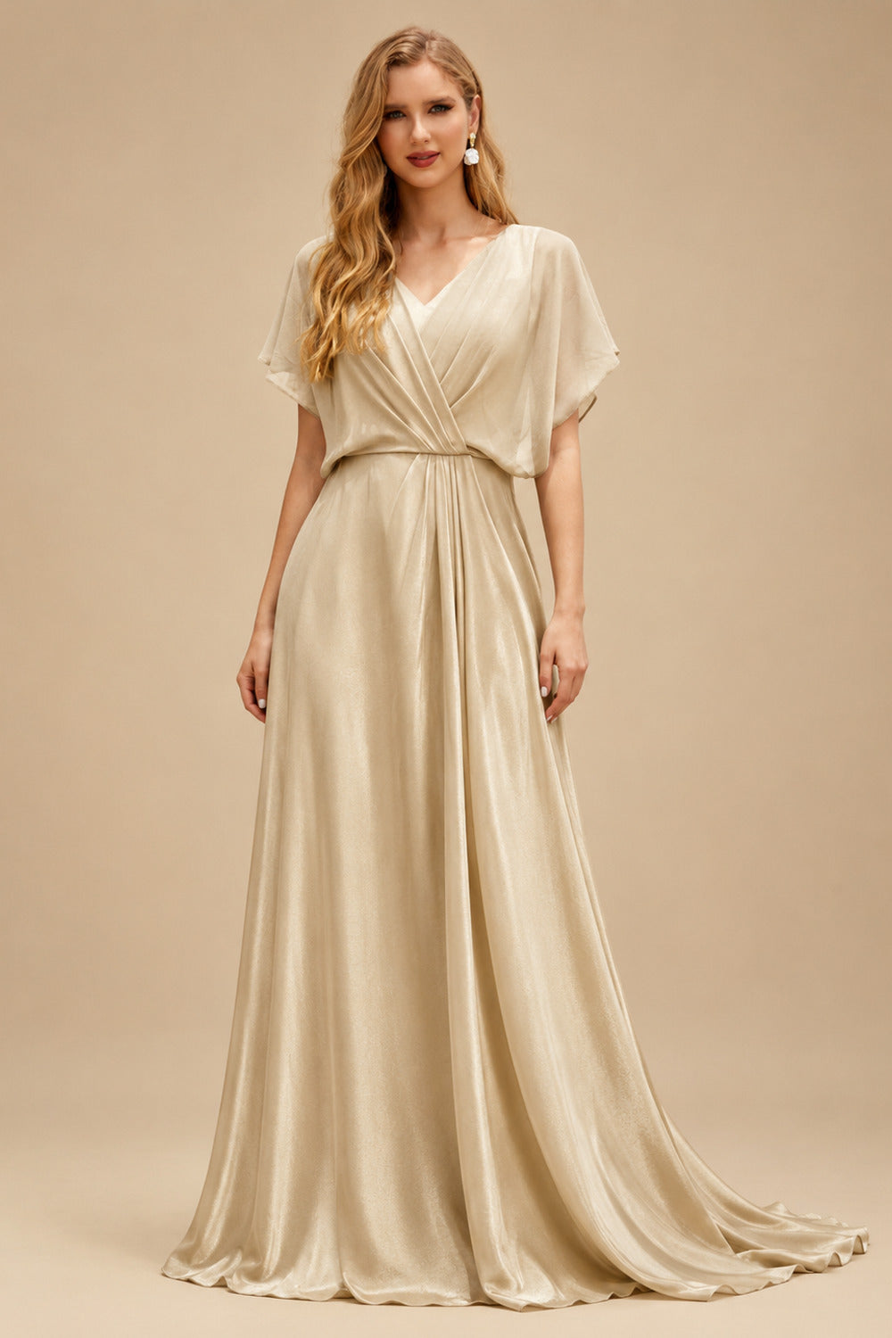 Rutipo Champagne Ball-Gown Sweetheart Sleeveless Royal Satin Wedding Dresses