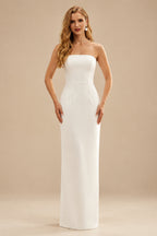 Rutipo Ivory Sheath/Column Strapless Sleeveless Floor-Length Elastic Satin Wedding Dresses