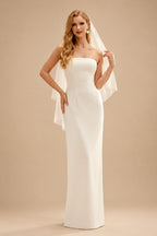 Rutipo Ivory Sheath/Column Strapless Sleeveless Floor-Length Elastic Satin Wedding Dresses