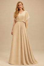 Rutipo Champagne Ball-Gown Off-The-Shoulder Sleeveless Chapel Train Matte Satin Wedding Dresses With Split Front/High Split